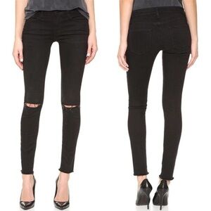 Frame Jeans Black Le Skinny de Jeanne Jeans Distressed Size 28 Noir Rips